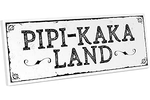 ARTFAVES® Türschild mit Spruch - PIPI-Kaka-Land | Vintage Deko Schild zum Thema Bad/Badezimmer/WC/Toilette | Shabby Chic Schild auch als Geschenk