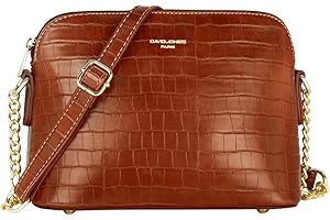 David Jones - Pequeño Bolso Bandolera Cadena Mujer - Bolsos de Hombro Cruzado Cuero PU - Mensajero Crossbody Bag - Bolso Mano Zip Embrague Clutch Pochette Noche Trabajo Moda Diario Vida