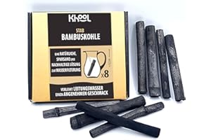 KHOOL BAMBOO | Set aus 8 feinen Bambuskohlestäbchen | 1 bis 2 cm Durchmesser | Zur Reinigung und Geschmacksverbesserung des Wassers in Ihren Flaschen und Karaffen