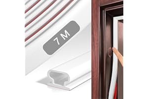 MRSHANG White Draft Excluder for Doors, Rubber Door Sealing Strip, Weather Stripping for Door Frame Insulation Soundproof, Draught Excluder Suit for 2.5 to 5.5mm Gap (White, 7M)