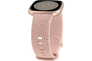 TOYOUTHS Boho Floral Engraved Strap Compatible with Fitbit Versa 2/Versa/Versa Lite/Versa SE Straps, Women Sport Silicone Flower Pattern Fancy Cute Stylish Strap for Versa 2