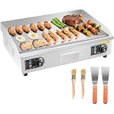 VEVOR Electric Griddle 4000 W 655 x 400 mm, Temperature Control 50 to 300 &deg;C, Stainless Steel Countertop Grill with Flat Surf