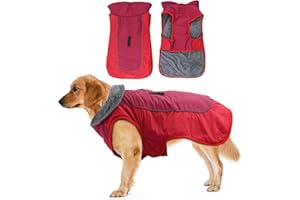 JODSEN Tuta Invernale in Cotone Impermeabile per Cani,Caldo Cappotti e Giubbotti per Cani di Media e Grande Taglia Riflettente Cappotto per Cani Impermeabile Giacca Invernale Calda(XL,Rosso)