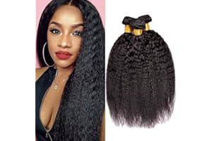 Msgem Yaki Cheveux Humains Raides 3 Faisceaux 12 14 16 pouces 10A Brésiliens Crépus Raides Extensions de Tissage de Cheveux Humains Couleur Noire Naturelle Pour Les Femmes Noires