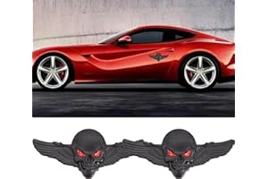 SGW 2x Flügel Totenkopf Emblem Aufkleber Beschriftung Metallmaterial Regenfest Anwendbar Auf Auto Pickup LKW Kofferraum (groß, schwarz)