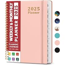 2025 Hardcover Weekly & Monthly Planner – A5 Spiral Bound With Tabs, Inner Pocket, Aquamarine - View #7