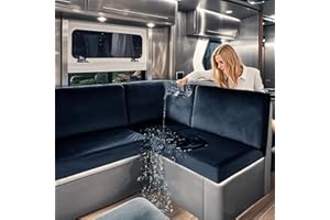 SYLC Caravan Seat Covers Waterproof Velvet, Motorhome Seat Cover with Elastic-band and Lacing, RV Sofa Cushion Cover for camper (Navy blue,W 150-190 cm, D 55-65 cm)