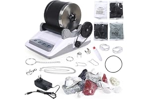 EAGERMINDS Rock Tumbler Kit tambour de polissage pour enfants et adultes avec gobelet durable, roches, grain, tige caoutchoutée - Kit complet de polissage de pierre