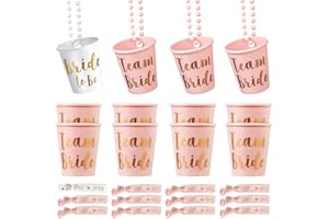BAERTMY Accessori Bicchieri Addio al Nubilato Sposa Bicchieri da Shot Bachelorette Party Bride Tribe Cups 12 Pz Team Bride Kit Team Bride e 12 Pz Team Sposa Bracciali per Matrimoni Feste di Fidanzamento