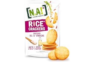 N.A! Nature Addicts - Rice Crackers Sel et Vinaigre - 12 Sachets de 85 gr- Crackers Fins de Riz, Légers et Craquants - 60% de Matières Grasses en Moins que les Biscuits et Chips Apéritifs du Marché -