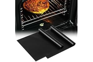 KitchenRaku Alfombrilla para horno de 32 x 50 cm, revestimiento antiadherente y resistente, accesorio de cocina indispensable para una limpieza (negro - B)