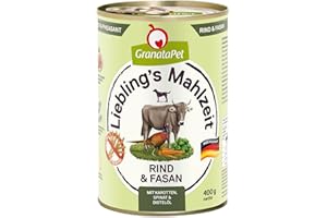 GranataPet Liebling's Mahlzeit Boeuf & Faisan, 6 x 400 g, Nourriture Humide pour Chien, sans céréales et sans Sucre, Aliment Complet à Haute teneur en Viande et huiles de qualité supérieure