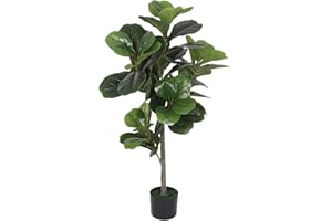 TRADALA ARTIFICIAL TREES Tradala 4’ Lush Artificial Fiddle Fig Tree 120cm / 4ft Tall with Real Wood Trunk - For Home Living Room Indoors