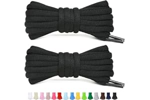 Stepace 1/4" Oval Athletic Shoelaces [2 Pairs] 39"-63" in 15 Colors Half Round Shoe Laces for Sneakers