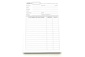 MOKUZAI Repair Job Cards x100 - Garage Workshop Job Costing Sheets Jumbo Pad of MOT Two Sided - 100 Cards