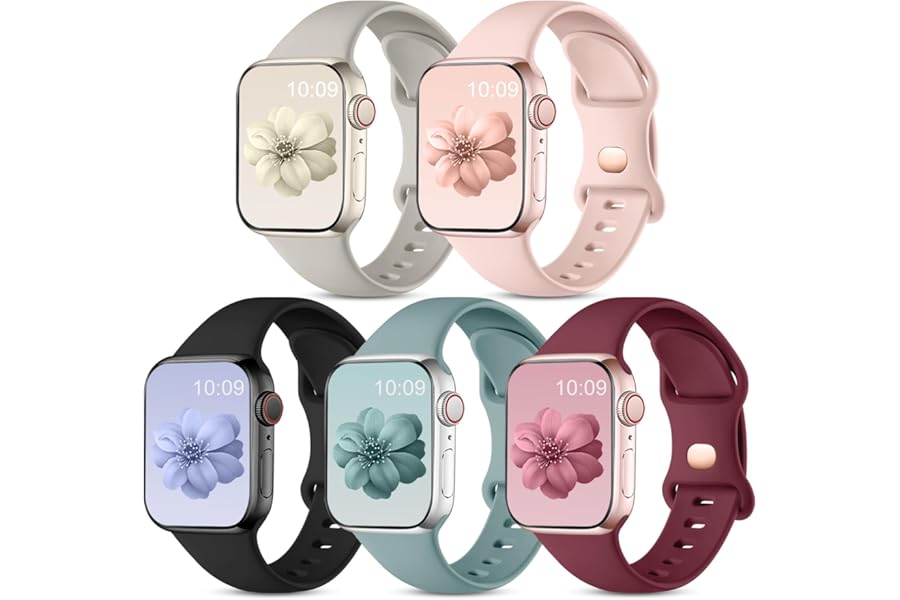 CeMiKa 5 Pack Straps Compatible for Apple Watch Strap 38mm 40mm 41mm 42mm 44mm 45mm 46mm 49mm, Soft Silicone Sport Band for iWatch Series 11 10 9 8 7 6 5 4 3 2 1 SE SE3, Women Men