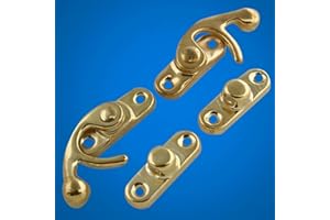 12 PCS XIAOBUU Horn Clasp Hook Vintage Buckle Hook Latch Hook Hasp with Screws for Wood Jewelry Box Decoration (Gold)