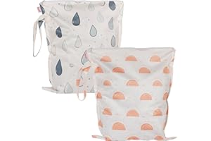 HECCEI WetBag Nursery Wet Bag Nappy Bag Pack of 2 Wet Bag Swimming Equipment Wet Bag Nursery for Baby Toddler Change Wash Nappy Bag Organiser, Sunny Drizzle, Natural