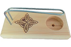 YA-DECOREGALOS Soporte Quemador de Madera Hecho a Mano Nudo de Bruja, El Nudo de Bruja, con Varillas metalicas representa protección, conexión Espiritual y la Lucha contra Las Malas energías (NO Incluye Vela)