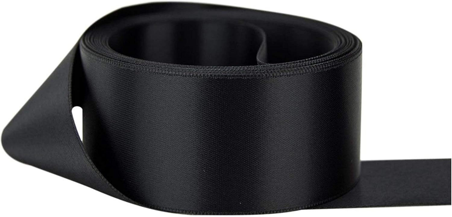Satin Ribbon. 38mm Wide 5 Meters (Black) Gift Wrap Ribbon, Ribbons for Gift Wrapping, Christmas Ribbon, Gift Wrapping Ribbon for Crafting, Wedding Party Decor