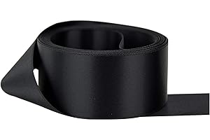 GCS LONDON Satin Ribbon. 38mm Wide 5 Meters (Black) Gift Wrap Ribbon, Ribbons for Gift Wrapping, Christmas Ribbon, Gift Wrapping Ribbon for Crafting, Wedding Party Decor