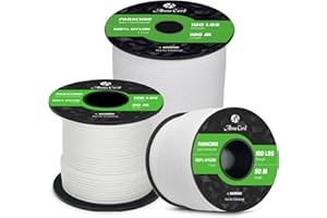 Abma Cord Paracorde 2mm Corde 30m 100% Nylon 1 Brin Type I Corde de Survie, Corde Extérieure - Max. 45 kg - Blanc