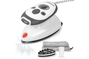 Duronic SI2 WE Fer à repasser à vapeur de voyage 375W | Léger et compact 762 g | Semelle antiadhésive | Réservoir de 50 ml | Avec brosse et pochette de transport