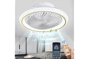 MQW Ventilatore Da Soffitto Illuminazione A Led, Plafoniera A Ventola Invisibile Ruotabile A 360°, Dimmerabile 48w Con Lampada a Ventola Con Telecomando, Plafoniera Per Soggiorno, Sala Da Pranzo