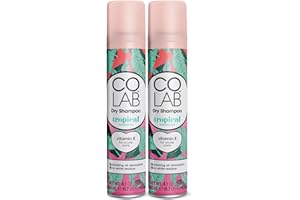 COLAB Dry Shampoo, Tropical, 200ml, 2 Pack - No White Residue, No Fuss, All Hair Types, Fresh Scent