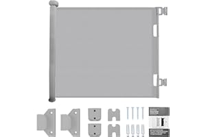 Yamvisa Retractable Stair Gate for Baby and Pet, Safety Gate Roll 0-150 cm Extendable Baby Barrier Gate Easy Installation for Stairs, Doorways, Hallways (Grey)