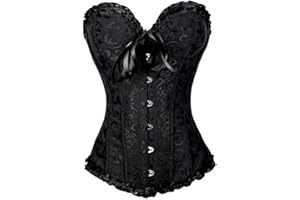 KUOSE Womens Black Basque Body Shaper Overbust Corset Top Plus Size S-6XL