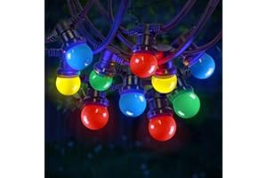 SKYLANTERN Guirlande Guinguette 50M Multicolore IP65 - Guirlande Electrique Exterieur 50 Bulbes Rouge Bleu Jaune Vert - Guirlande Guinguette Exterieur Boheme Déco pour Domaines et Parcs