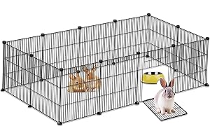 Froadp Recinzione per piccoli animali, 142 x 72 x 36 cm, singola, coniglio, XL, in metallo, con porta, beccuccio per porcellini d'India, per piccoli animali, gabbia roditori (nero)