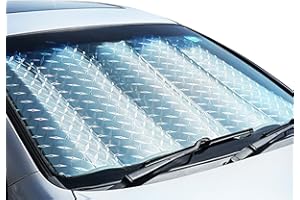 WOYUFEN 140x70cm Sun Shield For Car Windshield Windscreen Sun Shade, Accordion Folding Car Shade Front Windshield, Car Windshield Sun Shade, Iridescent 5 Layer UV Protection Sun For Car Windshield