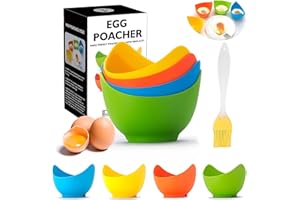 Norhogo 4 Stück silikon eier pochierer, BPA-frei Lebensmittel Material Pochierte Eierkocher aus Silikon für gekochte eier, eier pochierer silikon für Eierpfanne, Kochgeschirr, Dampfkessel, Mikrowelle