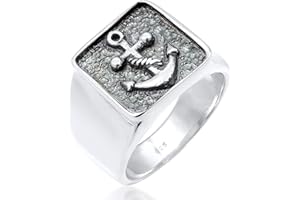 Kuzzoi sygnet męski, masywny 14 mm szerokości ze srebra wysokiej próby 925, czarny, oksydowany symbolem kotwicy, pierścionek dla mężczyzn w rozmiarze pierścionka 60-66, 0607970419