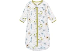MIRACLE BABY Baby Sleeping Bag, 100% Cotton Baby Wearable Blanket, Long Sleeve Sleeping Sack For Infant Toddler Kids, 0-6 Months (Green Leaves)