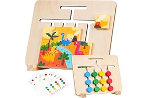 KIDCLOUD Montessori Toys for 3-7 Year Olds Boys Girls: Wooden Slide Puzzle Games for Kids Age 4 5 6 Educational Learning Birthday Gifts for 3-8 Year Old Travel Dinosaur Sensory Toy for 2 3 4 Year Old Toddler