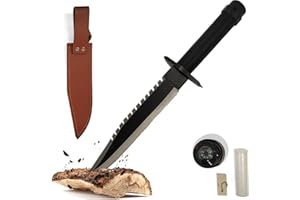 YOUR LIVING ART Couteau de plein air, couteau de chasse grand avec 19.5cm lame fixe, couteau de survie grand pour le camping, la randonnée, la pêche et la coupe de brousse