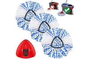 Sgizoku H2PrO Turbo Cabezales de fregona con Base giratoria compatibles con Cabezales de Repuesto Viledar RinseClean: 3 recambios de fregona de Microfibra + 1 Base Triangular para fregona