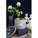 EVLE-Metal &Ccedil;ok Ama&ccedil;lı Dokulu Saklama Kabı, Dekoratif Saklama Kutusu 14 Cm, Azulejos (Azulejos Hope)