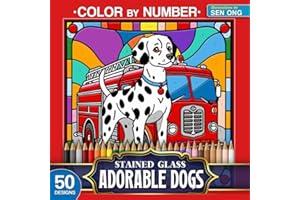 Adorable Dogs Stained Glass Color by Number: 50 Cute and Popular Pups from Around the World
