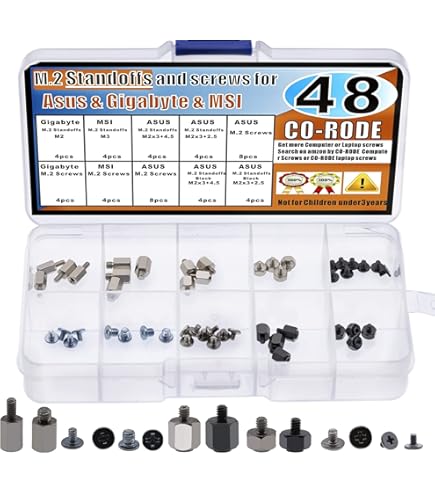 CO-RODE 48 stuks pc-schroeven M.2 SSD NVMe montageschroeven set voor