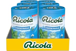 Ricola - Bonbons aux Plantes Suisses - Parfum Menthe Fraiche - Sans Sucres - 6 bottles de 100g