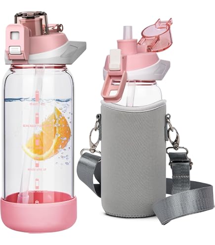 Glas-Wasserflasche 900 Ml Mit Tee-Ei & Strohhalm - Borosilikatglas, Hitzebeständig - Ideal Für Sport & Alltag