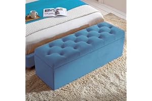 AZ Interiors Royal Furniture 120cm Wide Ottoman Storage Box, Milan Ottoman Bench with Storage, Large Velvet Upholstered Blanket Box, End of Bed Bench, Shoe Storage Bench (Duck Egg Velvet)