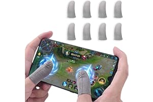 Newchichi 8PCS Mobile Game Controller Finger Sleeve, 0.01 Pulgada Ultrafino Transpirable Resistente al Sudor Fibra de Plata Touch Sensitive Finger Funda para PUBG, Compatible con iPhone/Android