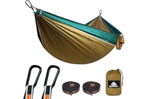 NATUREFUN Hamaca Ultraligera de Viaje Camping | 300 kg Capacidad de Carga, (275 x 140 cm) Nylon Paracaídas | 2 mosquetones de Calidad, 2 Correas de Nylon| para jardín Interior y Exterior