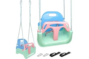 KINSPORY Toddler Swing 3-in-1, Kid Swing Seat for Kid, Baby Swing for Garden Home Playground Indoor Outdoor (Light Green)