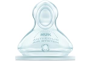NUK First Choice 710013 Confezione da 2 tettarelle in silicone taglia 1/L per liquidi, taglia 0-6 mesi es